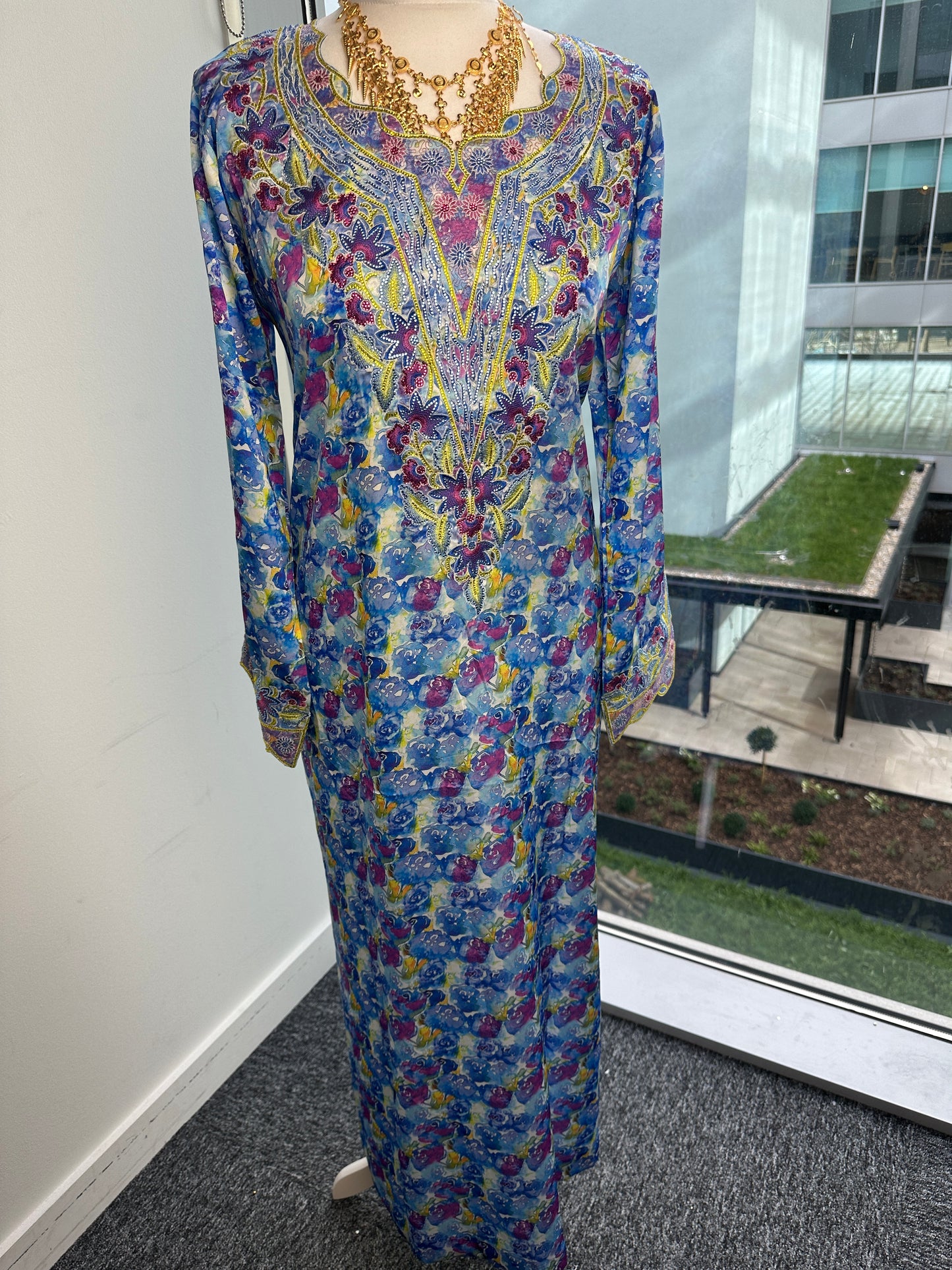 Blue Mukhawar with back corset