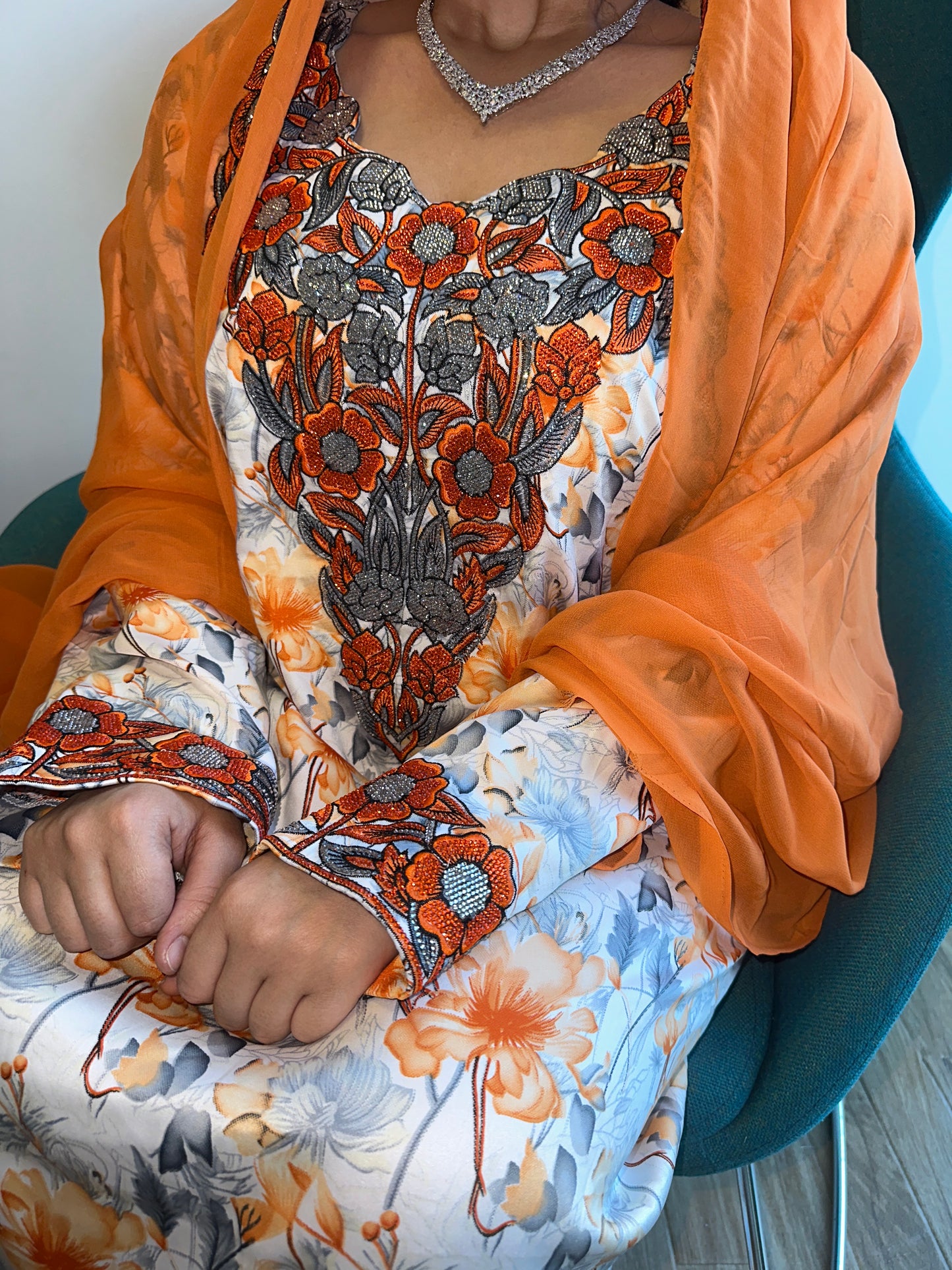 Orange mkhawar with matching big Shiela