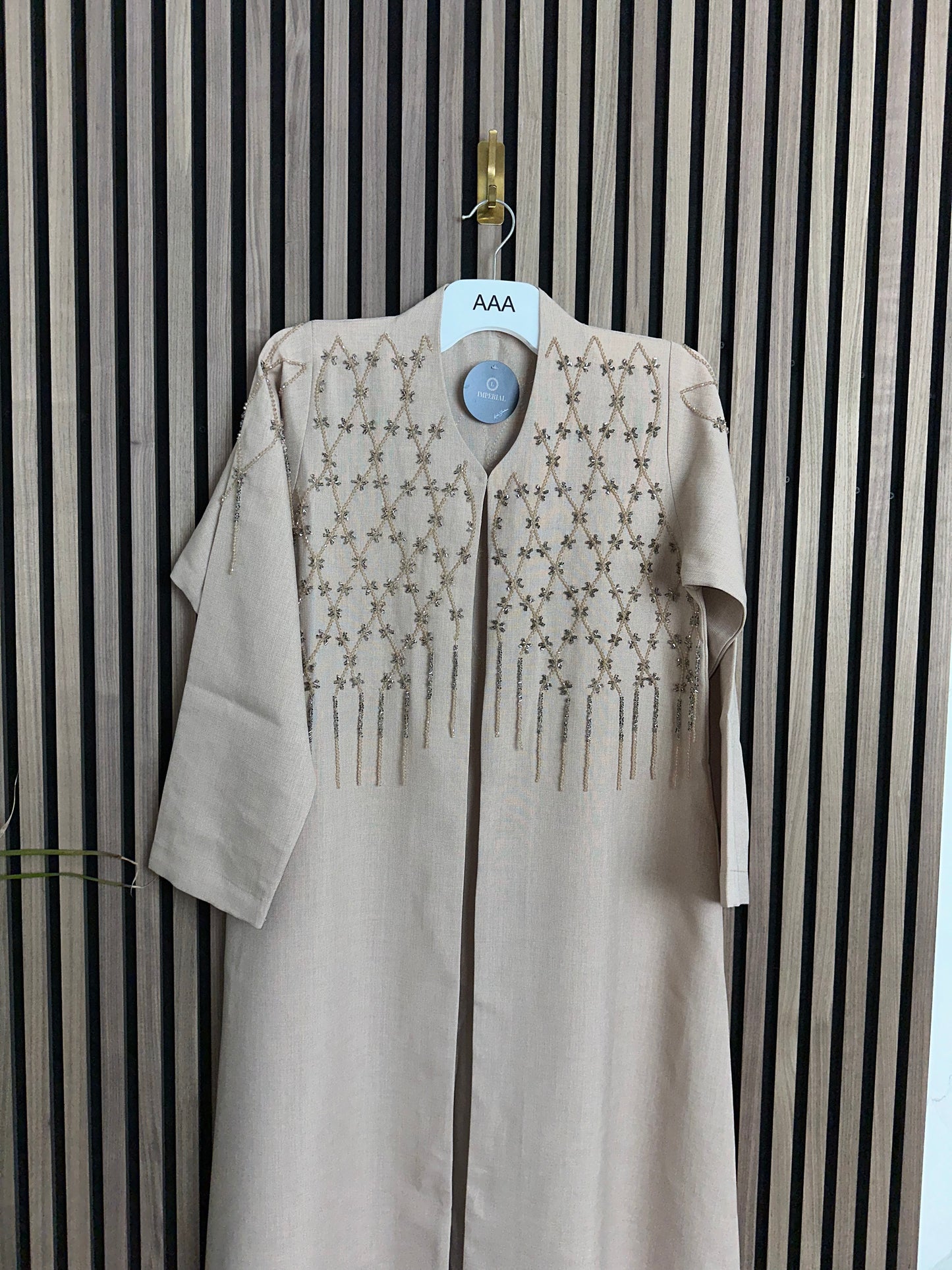 Creamy abaya with matching Sheila and handmade work