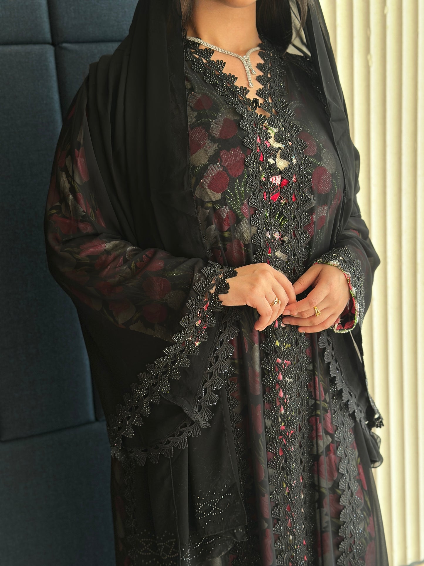 Double chiffon abaya and hijab