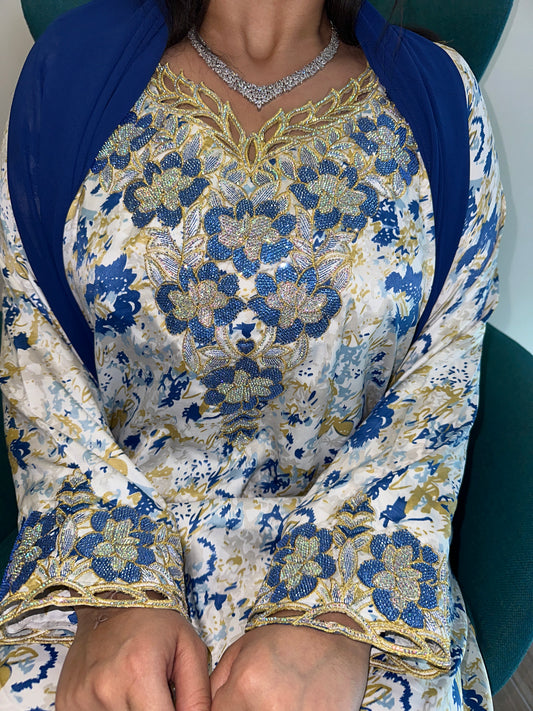 Blue mkhawar with matching Shiela