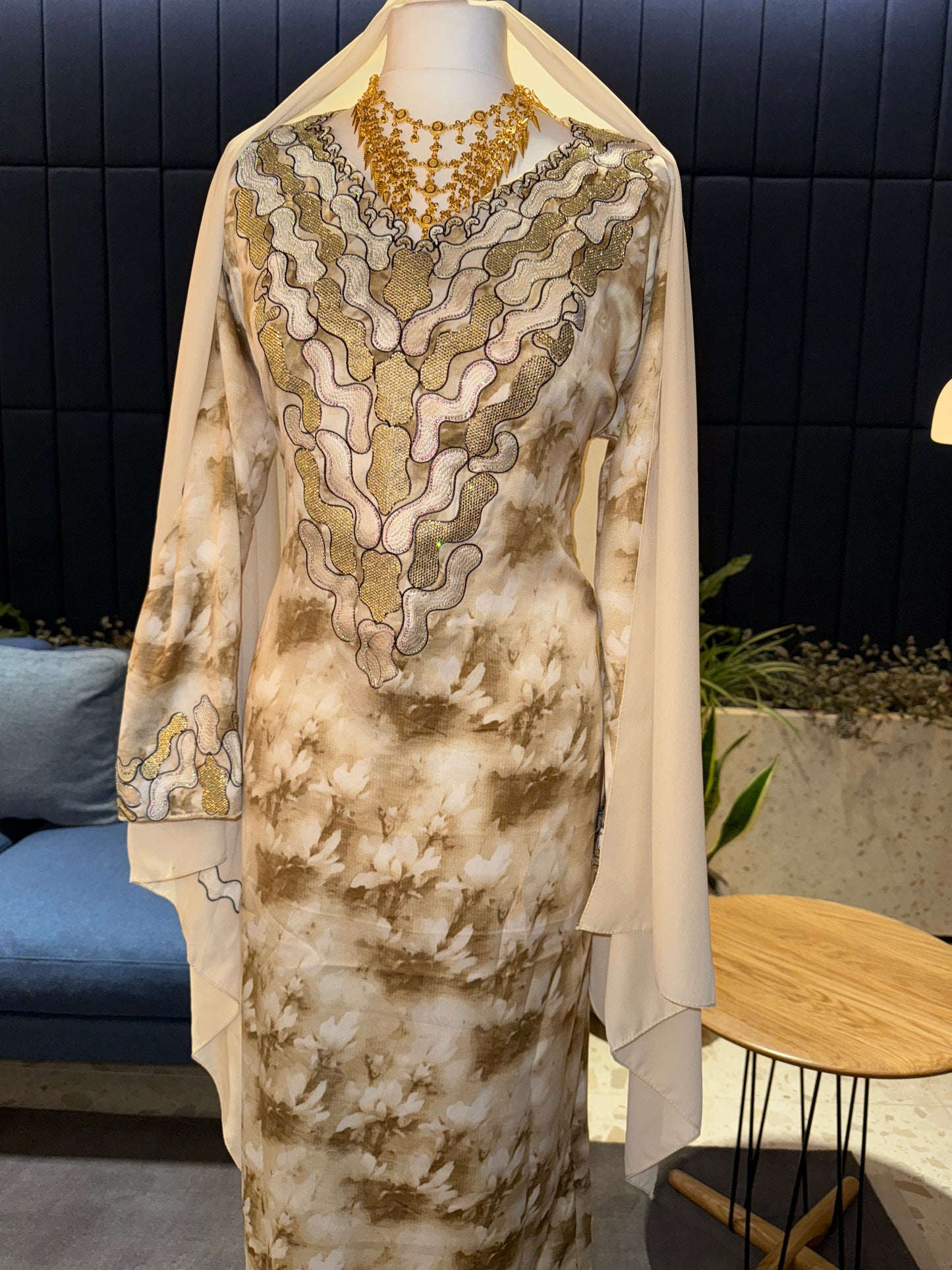 Creamy mukhawar with matching hijab and back corset