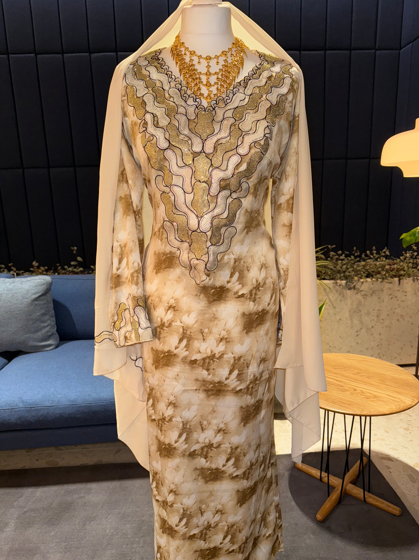 Creamy mukhawar with matching hijab and back corset