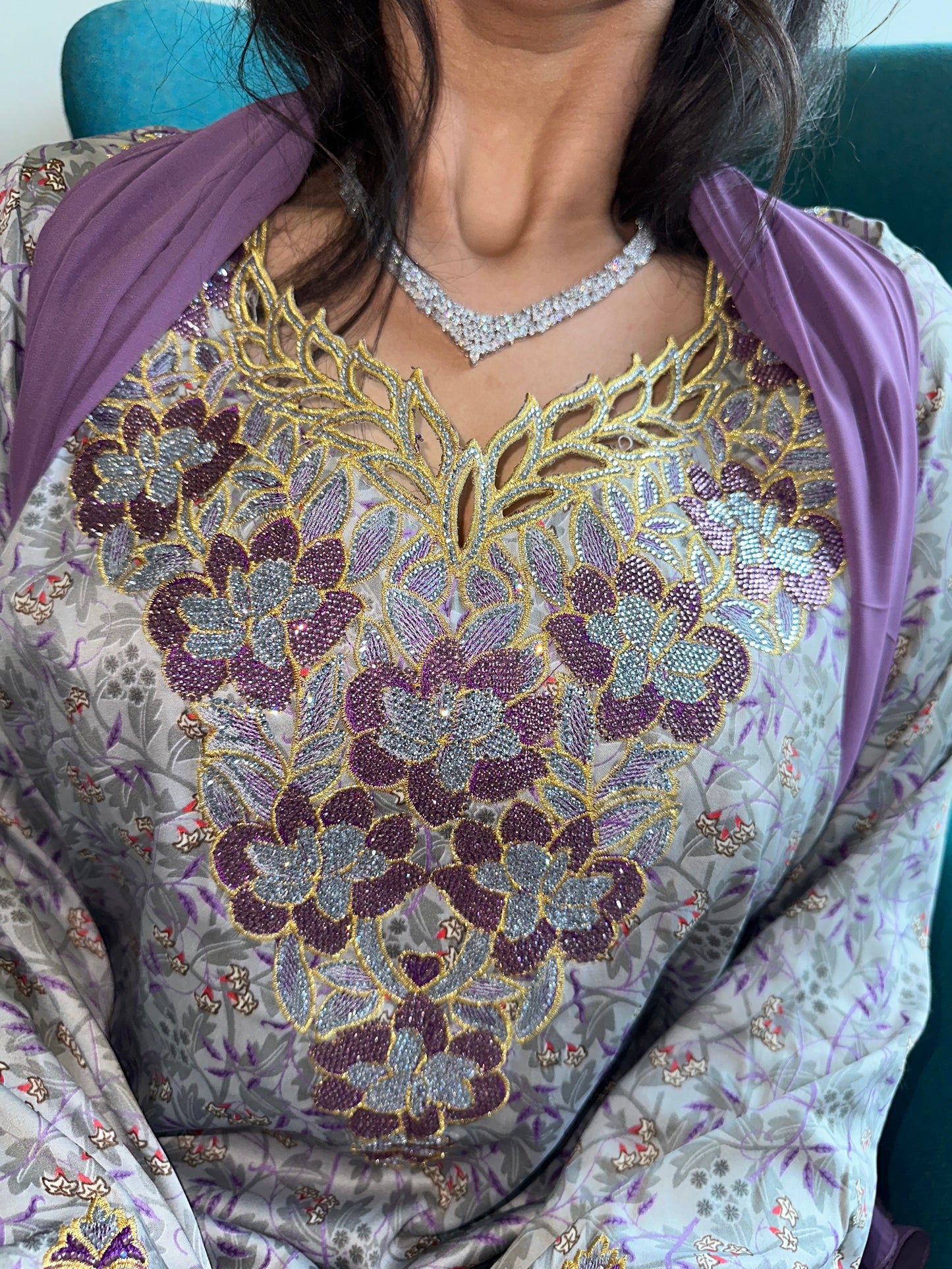 Grey with purple4 mkhawar with matching Shiela