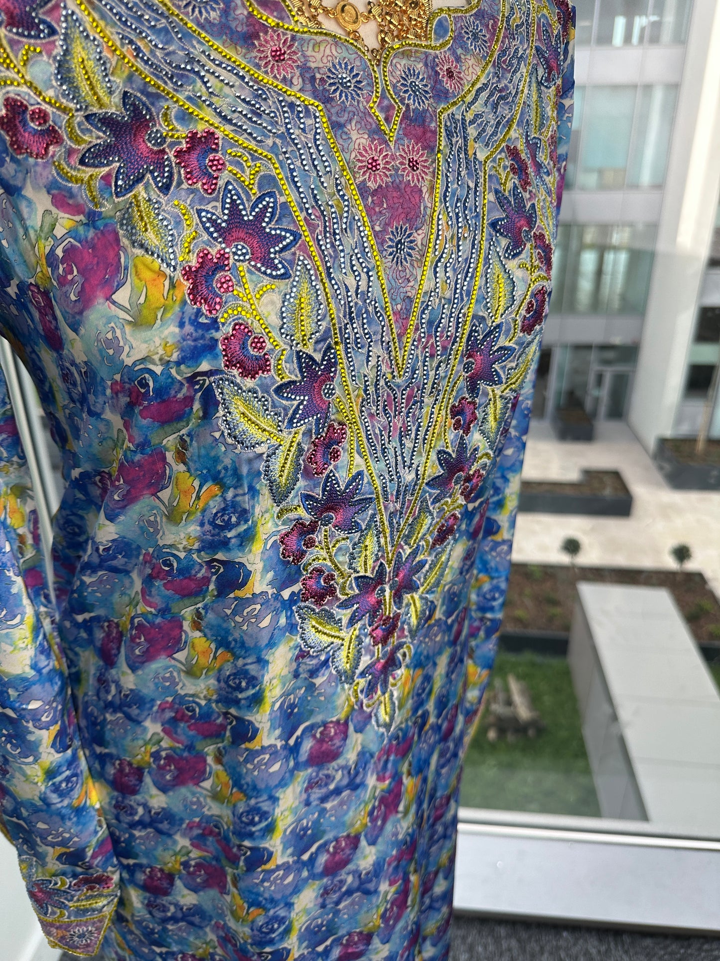 Blue Mukhawar with back corset