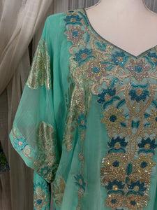 Turquoise Emirati and Arabic dress  two pieces
