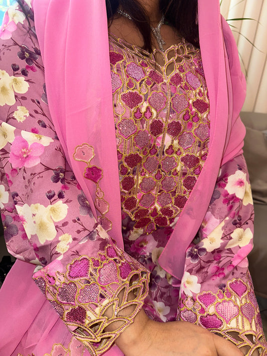 Pink2 mkhawar with matching Shiela