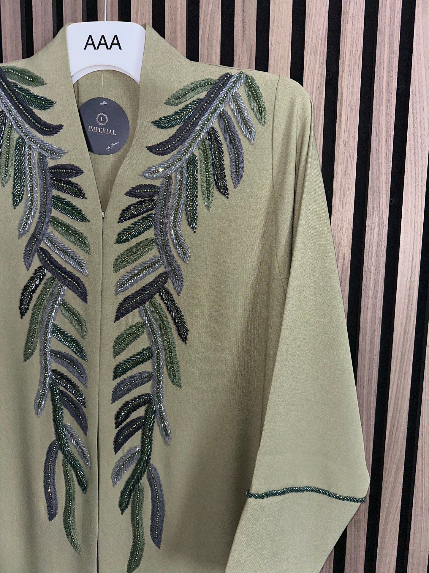 Green1 abaya with matching Sheila fully handmade work