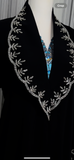 Black and silver handmade abaya with kasarat