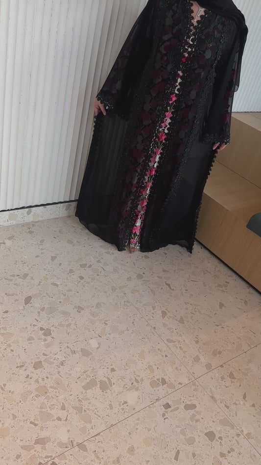 Double chiffon abaya and hijab