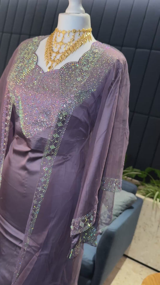 Dark purple pure silk mukhawar with besht